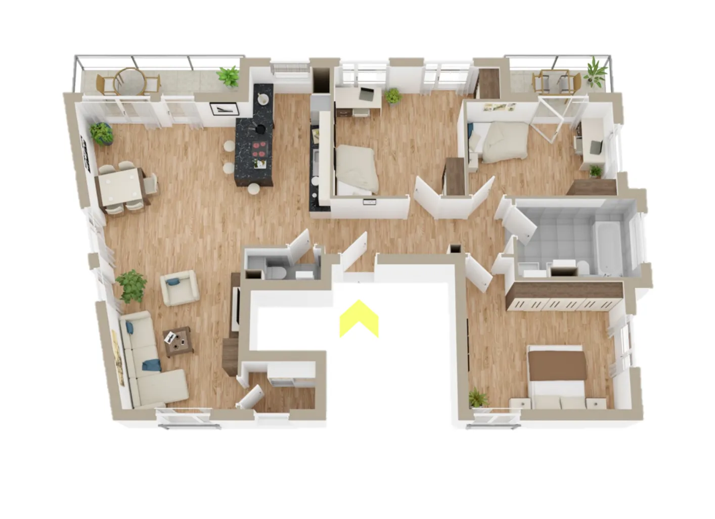 Grundriss Fusion WEH 2+3 – 4-Zimmer-Wohnung mit zwei Balkonen