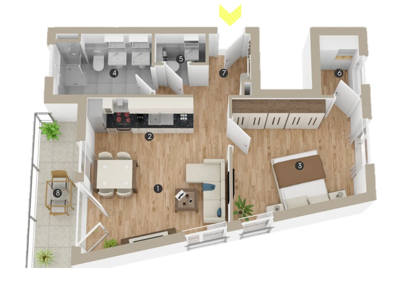 Grundriss WEH 2 – 2-Zimmer-Wohnung mit Balkon